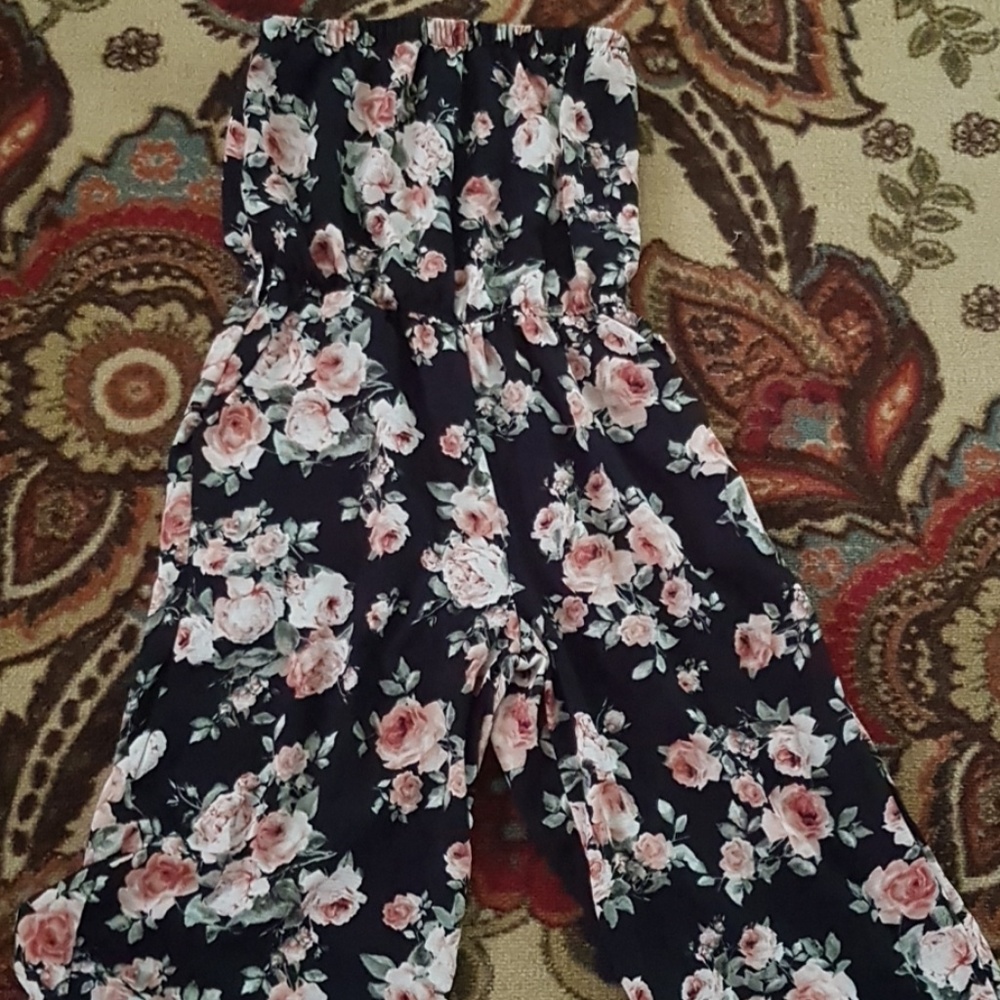 Floral ankle romper